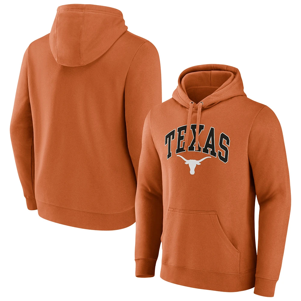 Men's Fanatics Burnt Orange Texas Longhorns Arched Logo Pullover Hoodie