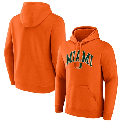 Men's Fanatics Miami Hurricanes Arched Logo Pullover Hoodie