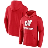 Men's Fanatics  Red Wisconsin Badgers Team Lockup Pullover Hoodie