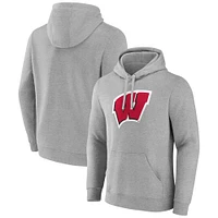 Men's Fanatics  Gray Wisconsin Badgers Primary Logo Pullover Hoodie