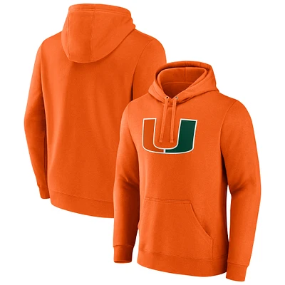 Men's Fanatics Orange Miami Hurricanes Fleece Pullover Hoodie