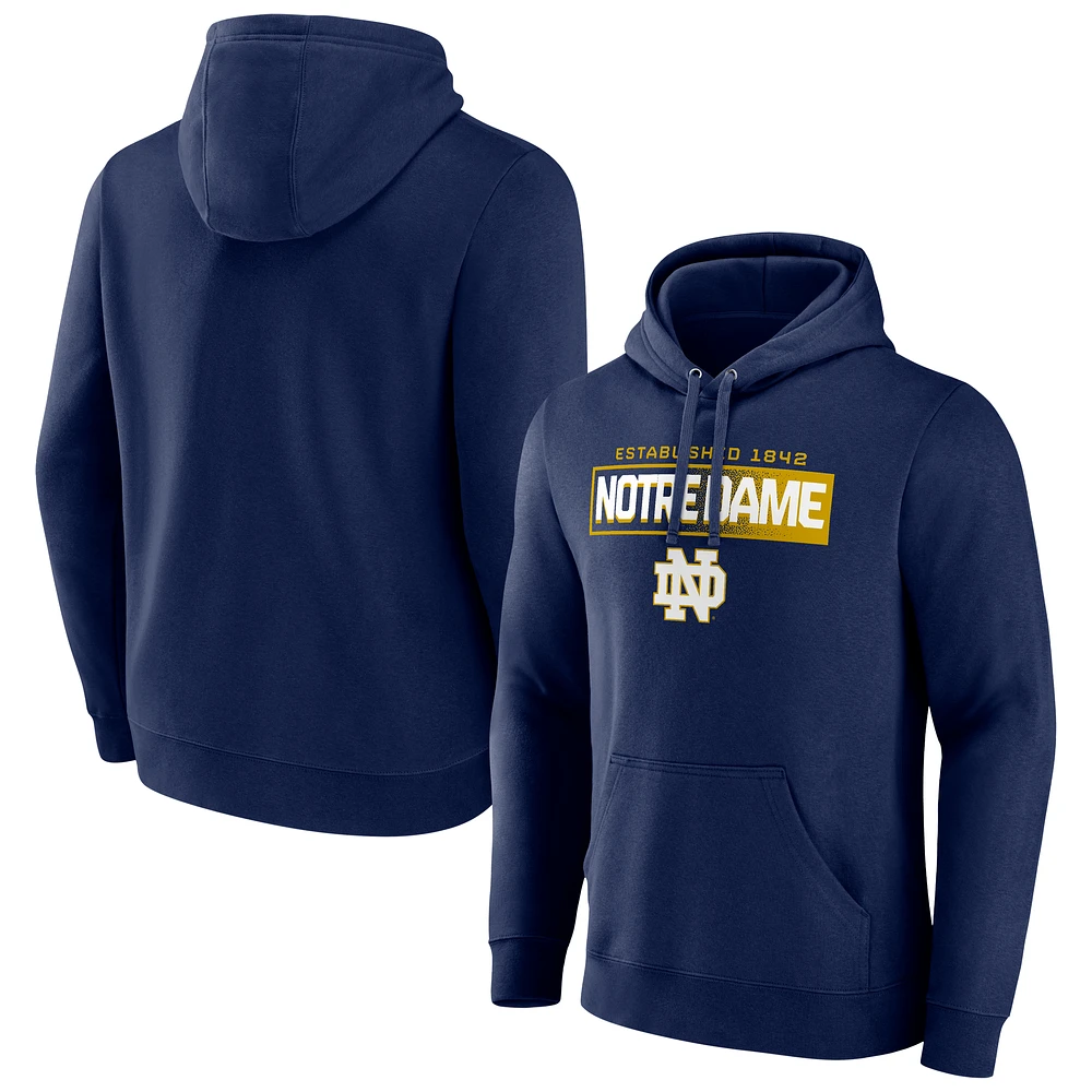 Men's Fanatics  Navy Notre Dame Fighting Irish Iconic Fleece Down The Field Pullover Hoodie