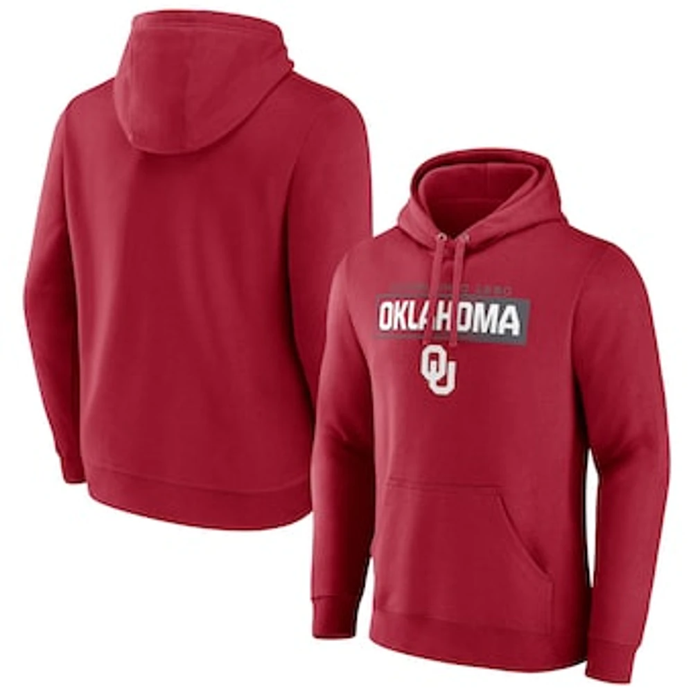 Men's Fanatics  Crimson Oklahoma Sooners Iconic Fleece Down The Field Pullover Hoodie