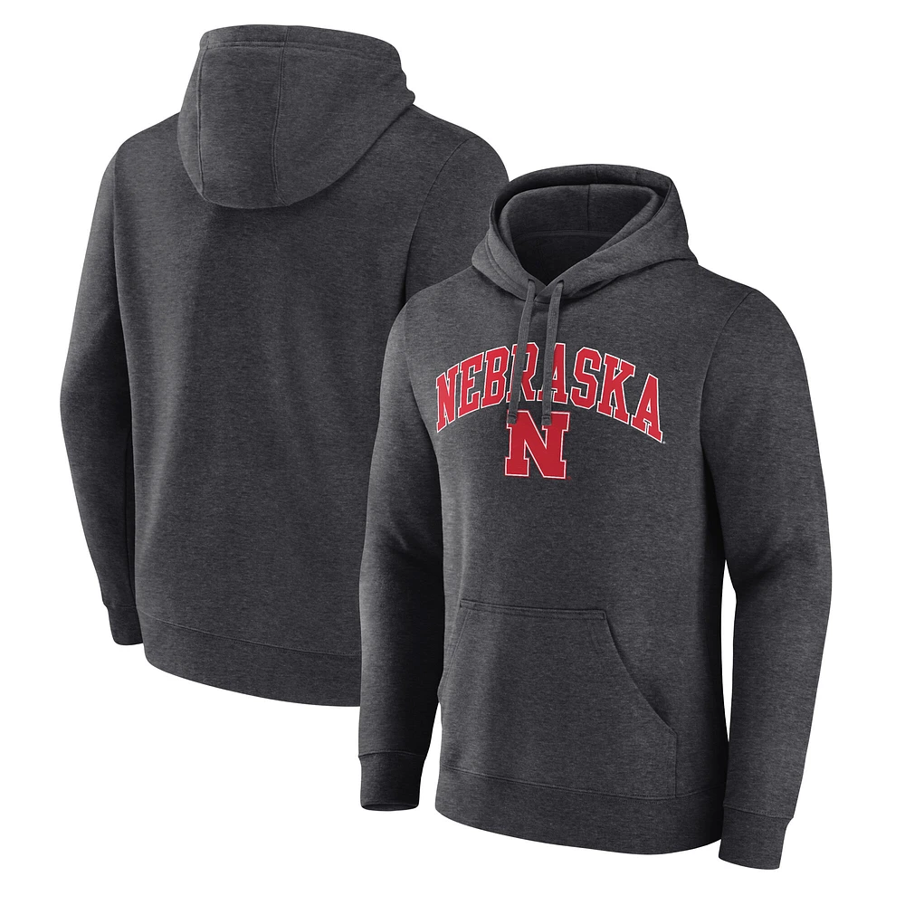 Men's Fanatics Charcoal Nebraska Huskers Team Wordmark Fleece Pullover Hoodie