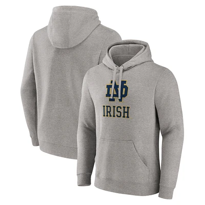 Men's Fanatics Heather Gray Notre Dame Fighting Irish Primary Logo Pullover Hoodie