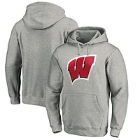 Men's Fanatics Gray Wisconsin Badgers Primary Logo Pullover Hoodie