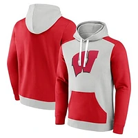 Men's Fanatics  Gray/Red Wisconsin Badgers Primary Arctic Pullover Hoodie