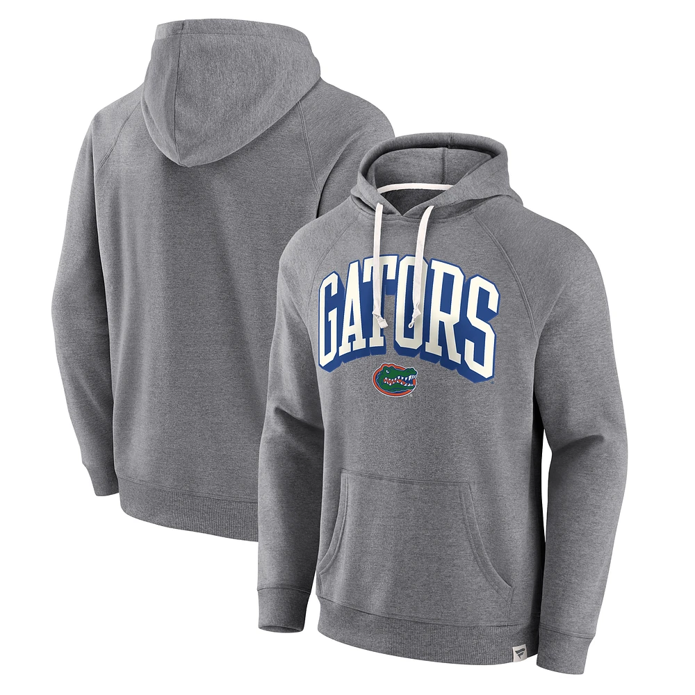 Men's Fanatics Heather Gray Florida Gators True Classics On Deck Raglan Fleece Pullover Hoodie