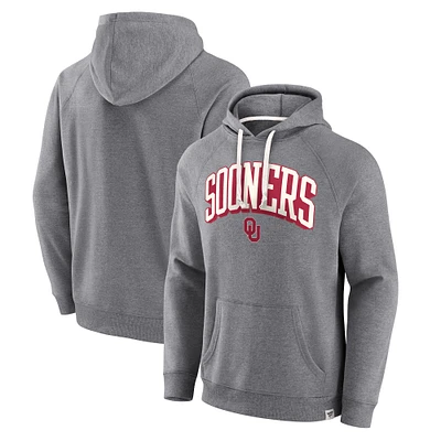 Men's Fanatics Heather Gray Oklahoma Sooners True Classics On Deck Raglan Fleece Pullover Hoodie