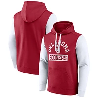 Men's Fanatics Crimson Oklahoma Sooners Extra Point Colorblock Fleece Pullover Hoodie