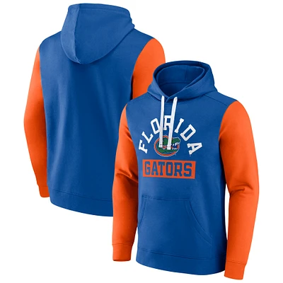 Men's Fanatics Royal Florida Gators Extra Point Colorblock Fleece Pullover Hoodie