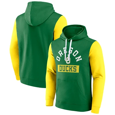 Men's Fanatics Oregon Ducks Extra Point Colorblock Fleece Pullover Hoodie