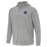 Men's Antigua Heather Gray Racing Louisville FC Cloud Pullover Hoodie