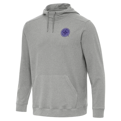 Men's Antigua Heather Gray Racing Louisville FC Cloud Pullover Hoodie