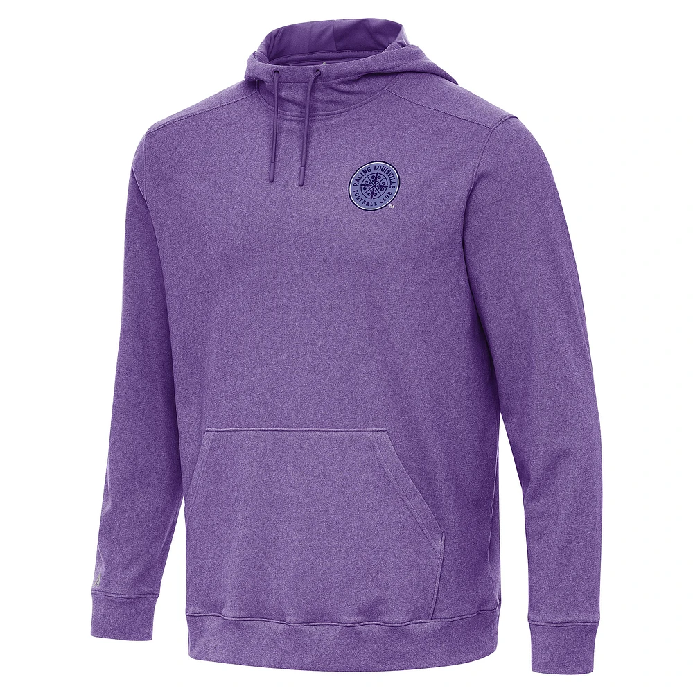 Men's Antigua Heather Purple Racing Louisville FC Cloud Pullover Hoodie