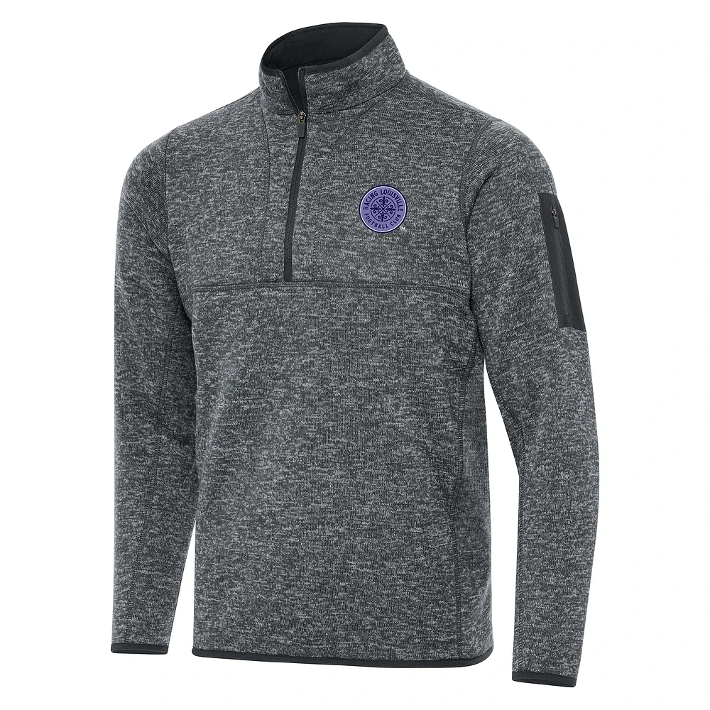 Men's Antigua Heather Gray Racing Louisville FC Big & Tall Fortune Quarter-Zip Jacket