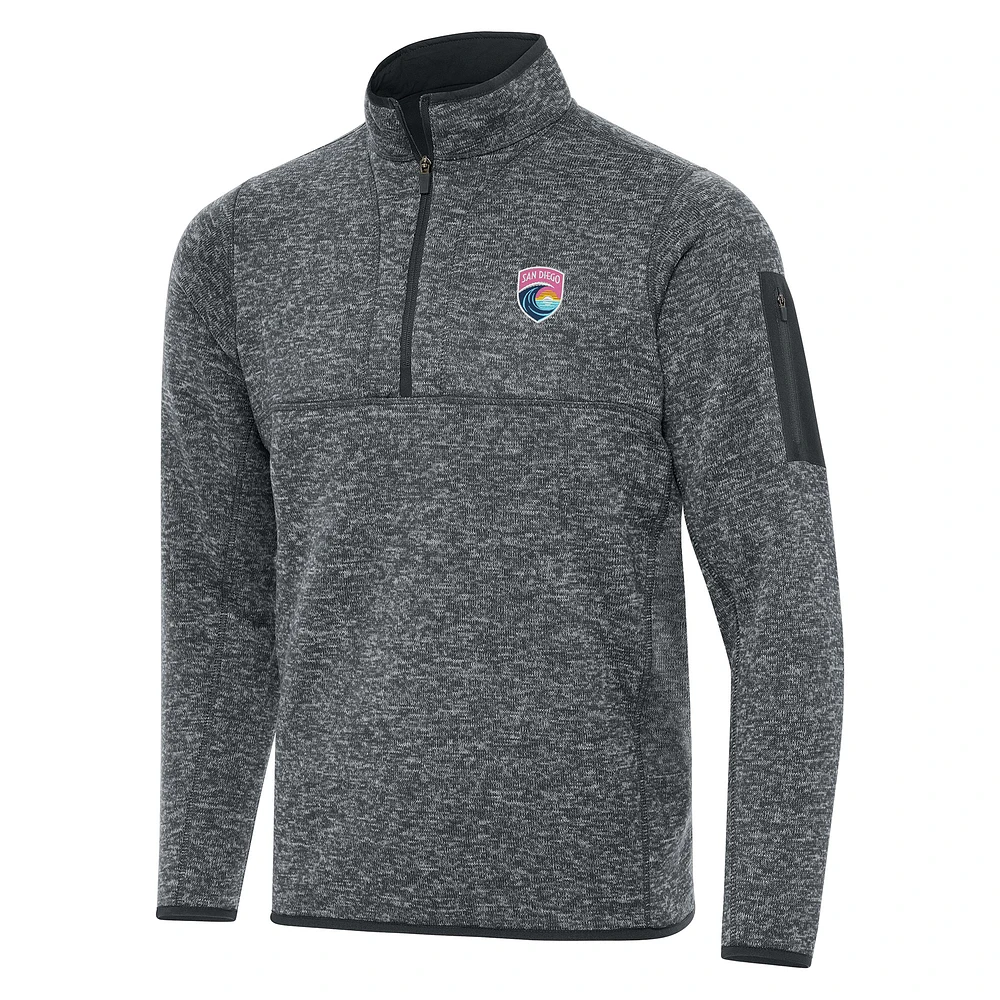 Men's Antigua Heather Gray San Diego Wave FC Big & Tall Fortune Quarter-Zip Jacket
