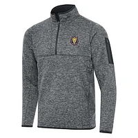 Men's Antigua  Heather Gray Utah Royals Big & Tall Fortune Quarter-Zip Jacket