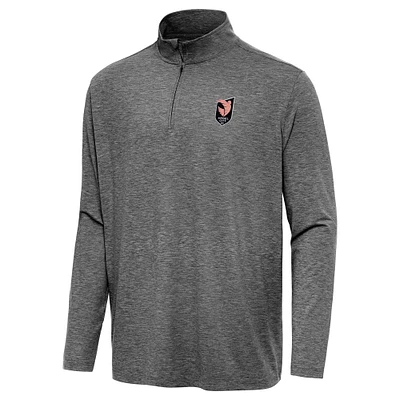 Men's Antigua  Heather Black Angel City FC Hunk Quarter-Zip Pullover Top
