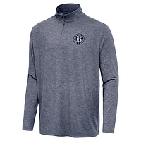 Men's Antigua  Heather Navy Bay FC Hunk Quarter-Zip Pullover Top