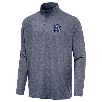 Men's Antigua  Heather Navy Bay FC Hunk Quarter-Zip Pullover Top