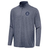 Men's Antigua  Heather Navy Bay FC Hunk Quarter-Zip Pullover Top