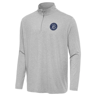 Men's Antigua  Heather Gray Bay FC Hunk Quarter-Zip Pullover Top