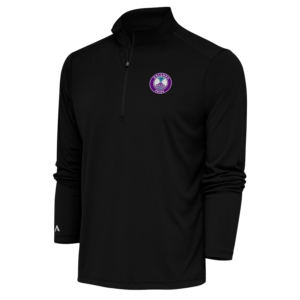 Men's Antigua Black Orlando Pride Tribute Quarter-Zip Top