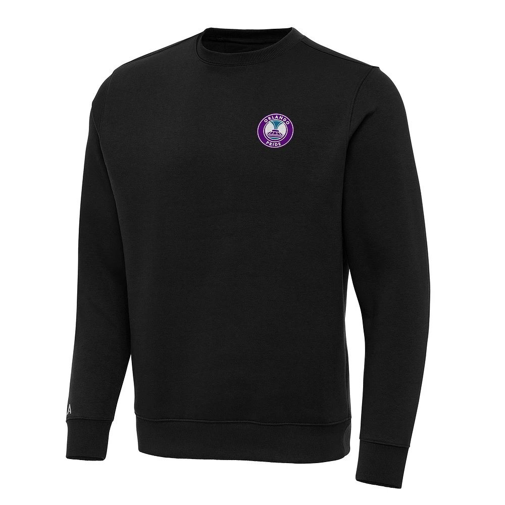 Men's Antigua Black Orlando Pride Victory Crew Neck Pullover Sweatshirt