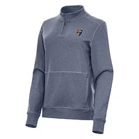 Women's Antigua Heather Navy North Carolina Courage Crush Quarter-Zip Jacket