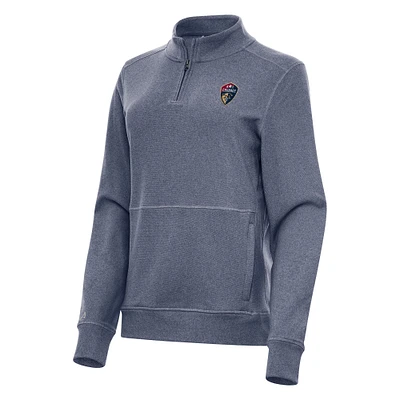 Women's Antigua Heather Navy North Carolina Courage Crush Quarter-Zip Jacket