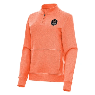 Women's Antigua Heather Orange Houston Dash Crush Quarter-Zip Jacket