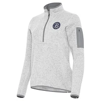 Women's Antigua Heather Gray Bay FC Fortune Quarter-Zip Jacket