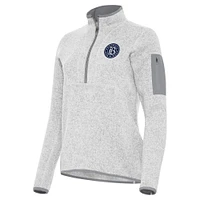 Women's Antigua Heather Gray Bay FC Fortune Quarter-Zip Jacket
