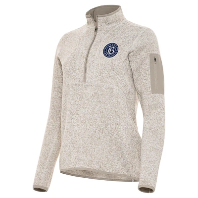 Women's Antigua Cream Bay FC Fortune Quarter-Zip Jacket