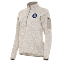 Women's Antigua Cream Bay FC Fortune Quarter-Zip Jacket