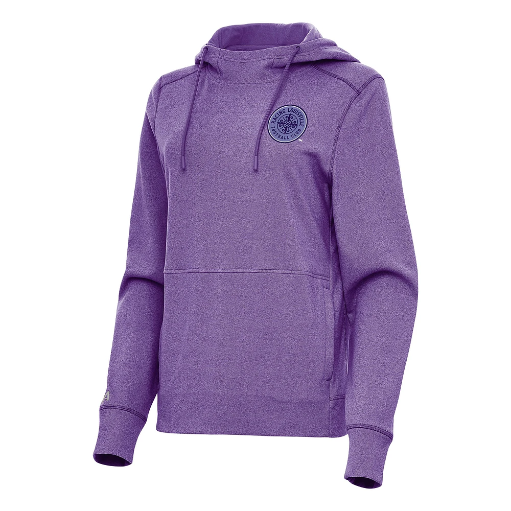 Women's Antigua Heather Racing Louisville FC Justice Pullover Hoodie