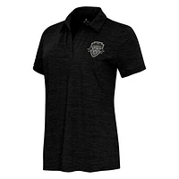Women's Antigua Heather Black Washington Spirit Layout V-Neck Polo