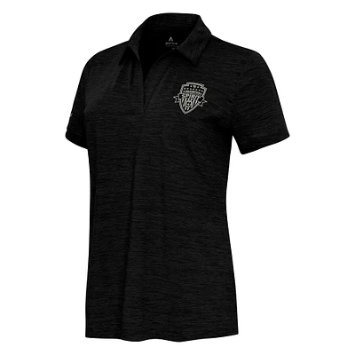 Women's Antigua Heather Black Washington Spirit Layout V-Neck Polo