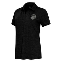 Women's Antigua Heather Black Washington Spirit Layout V-Neck Polo