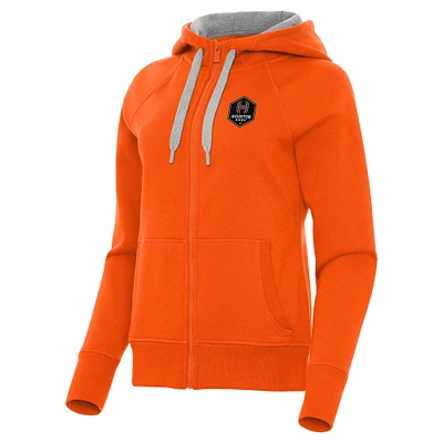 Women's Antigua  Orange Houston Dash Victory Full-Zip Hoodie