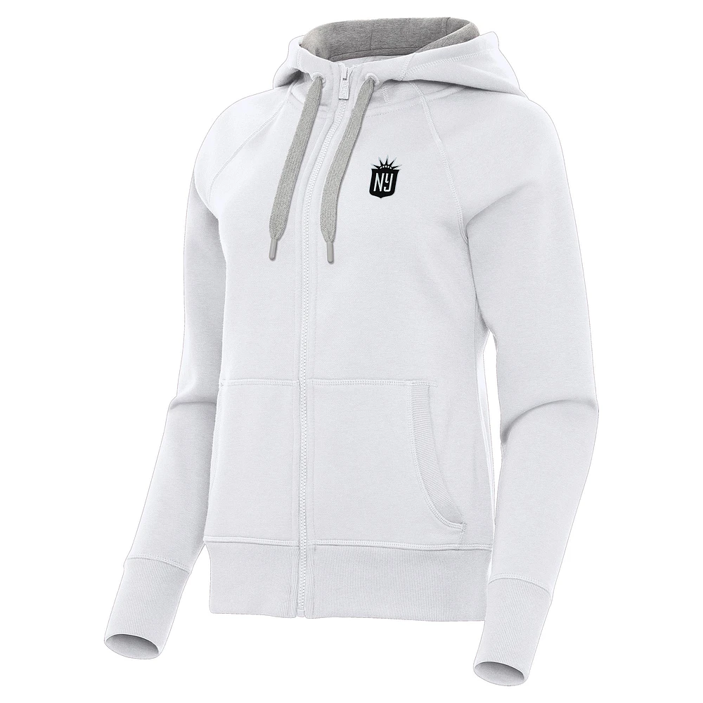 Women's Antigua White NJ/NY Gotham FC Victory Full-Zip Hoodie
