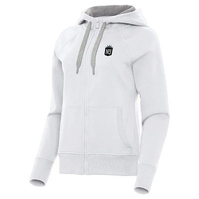 Women's Antigua  White NJ/NY Gotham FC Victory Full-Zip Hoodie