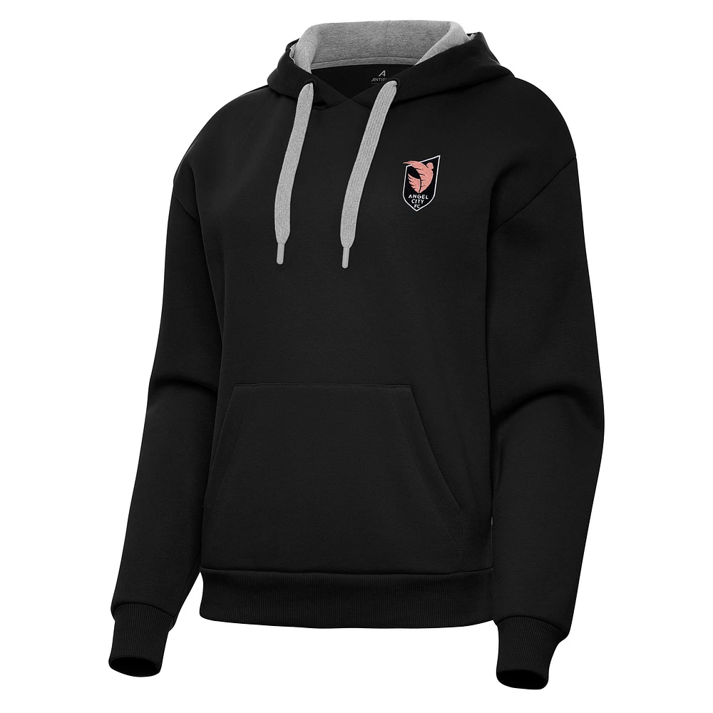 Women's Antigua Black Angel City FC Victory Pullover Hoodie