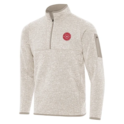 Men's Antigua Cream Portland Thorns FC Fortune Quarter-Zip Pullover Jacket