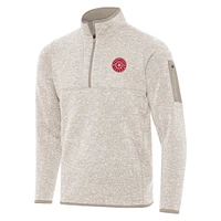 Men's Antigua Cream Portland Thorns FC Fortune Quarter-Zip Pullover Jacket