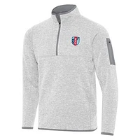 Men's Antigua Heather Gray Kansas City Current Fortune Quarter-Zip Pullover Jacket