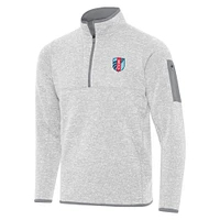 Men's Antigua Heather Gray Kansas City Current Fortune Quarter-Zip Pullover Jacket