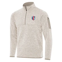 Men's Antigua Cream Kansas City Current Fortune Quarter-Zip Pullover Jacket