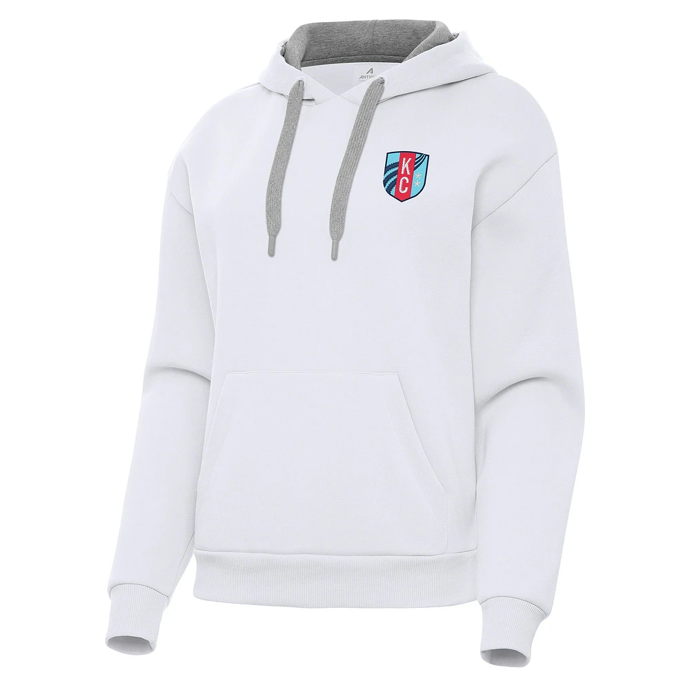 Women's Antigua White Kansas City Current Victory Pullover Hoodie